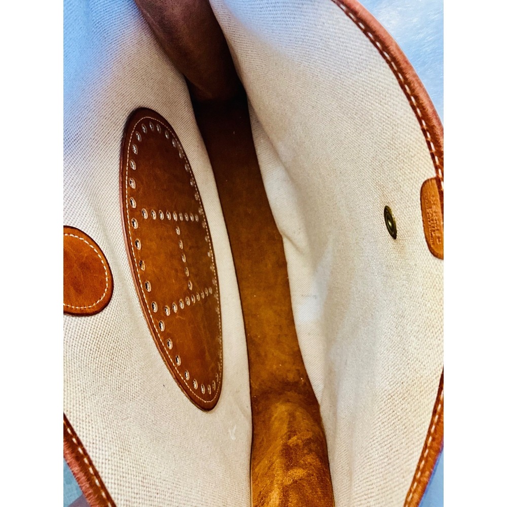 Hermes Evelyne GM Crossbody Bag Canvas Leather Cognac Authentic - Picture 7 of 16